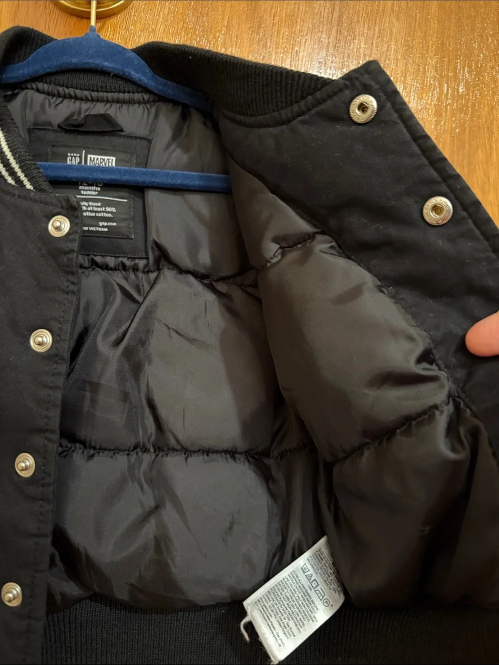 Gap Kids Black Varsity Jacket with Red 'A' Patch